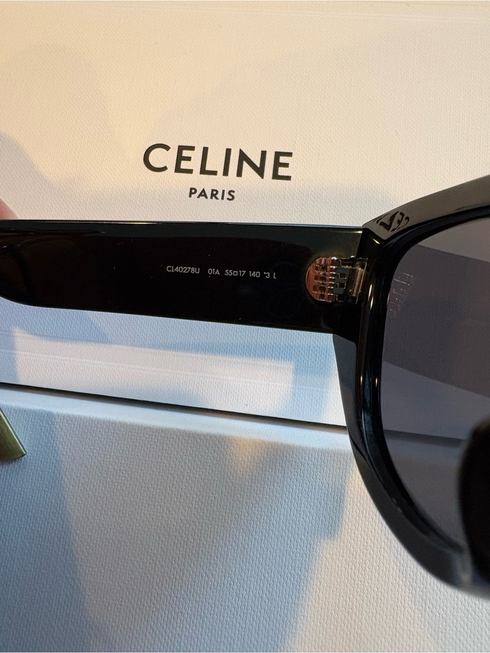 Celine Glossy Black Cat-Eye Sunglasses - Picture 5 of 5